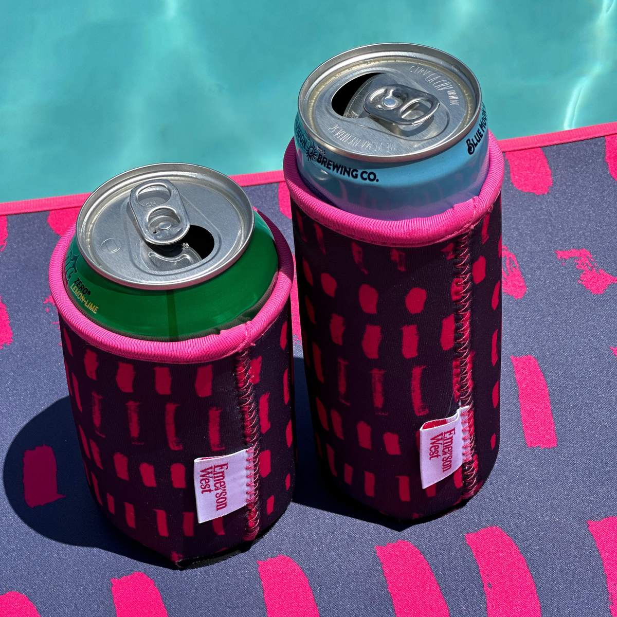 Navy & Pink Neoprene Can Coolers