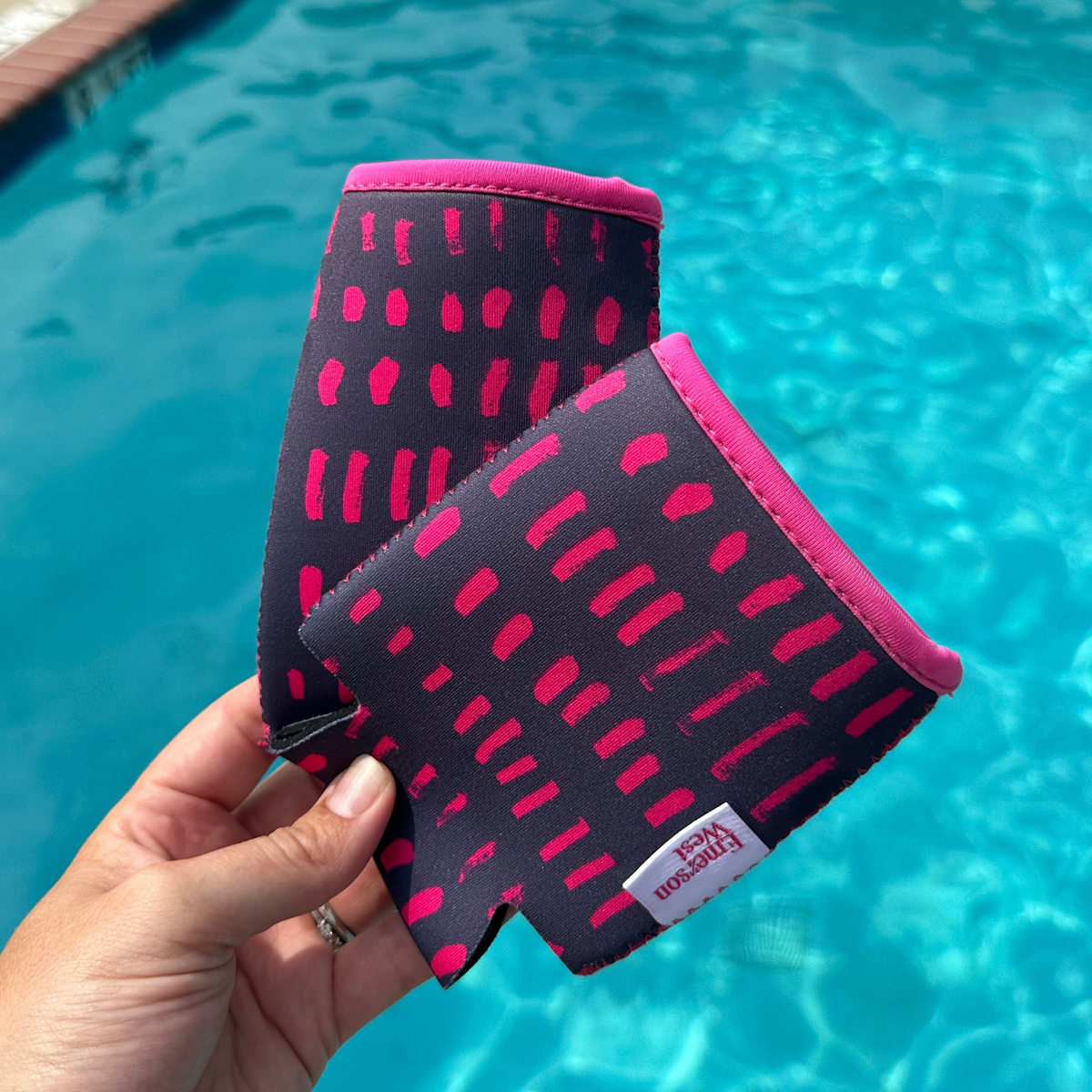 Navy & Pink Neoprene Can Coolers